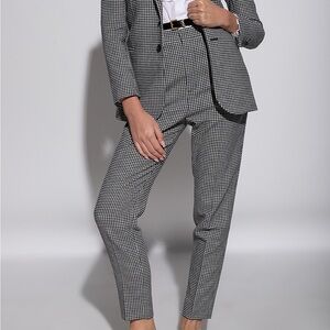 Saint Laurent black & white houndstooth slim fit wool pants - size 4 (36)